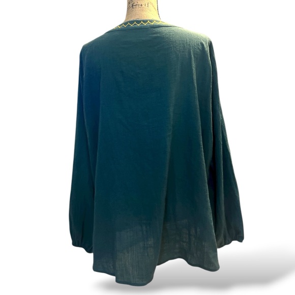 Savanna Jane Top Embroidered Aztec Western Boho Peasant Long Sleeve Top Size 2X - Picture 5 of 6